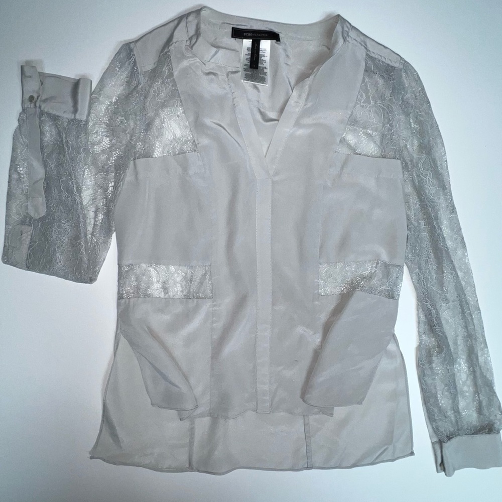 Silk blouse with lace inserts Size S Blouse